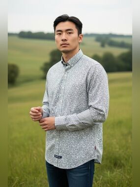 English Laundry floral print long-sleeve dress shirt-Size 17 inch neck 32/33